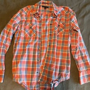 Light red and blue button down